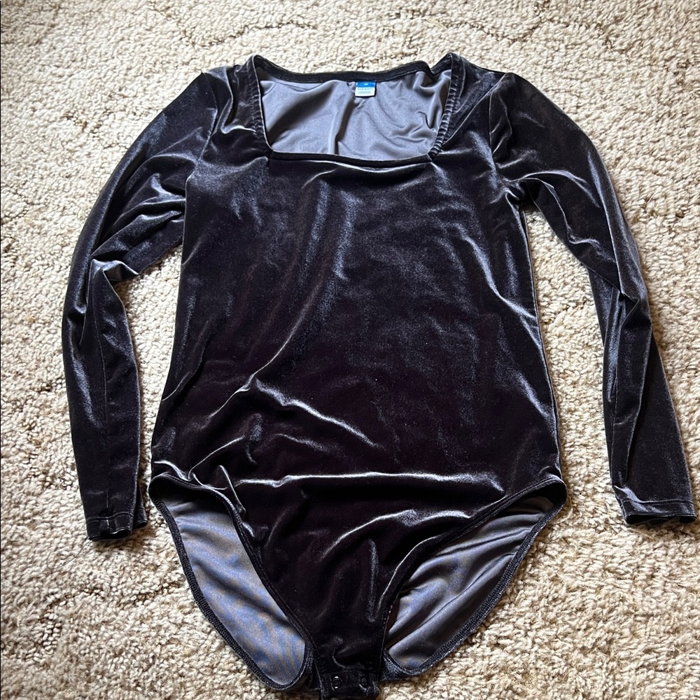 Old Navy blue gray Velvet Long Sleeve Bodysuit